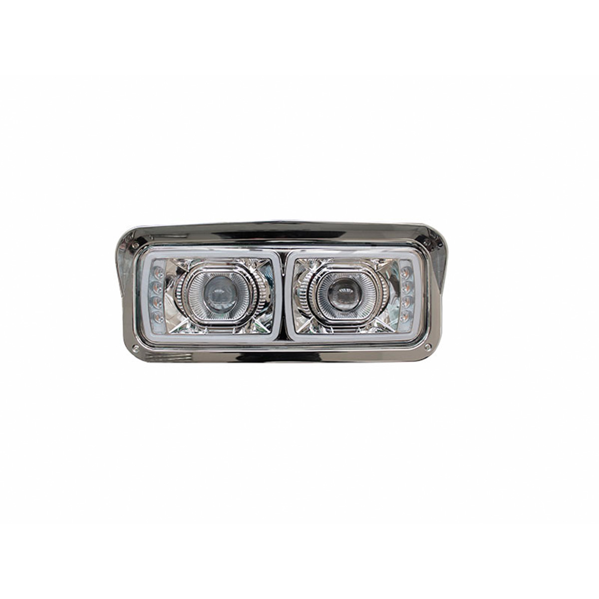 Faro Refividrio para Kenworth T660/t800 Luz Led con Ojo de Angel Fondo Cromado Derecho
