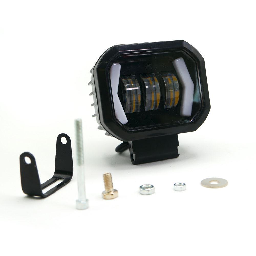 Faro Auxiliar Led Con Lupa Con 3 Led Con Ojo De Angel Con Luz Blanca Fija Y Estrobo Para Motocicleta