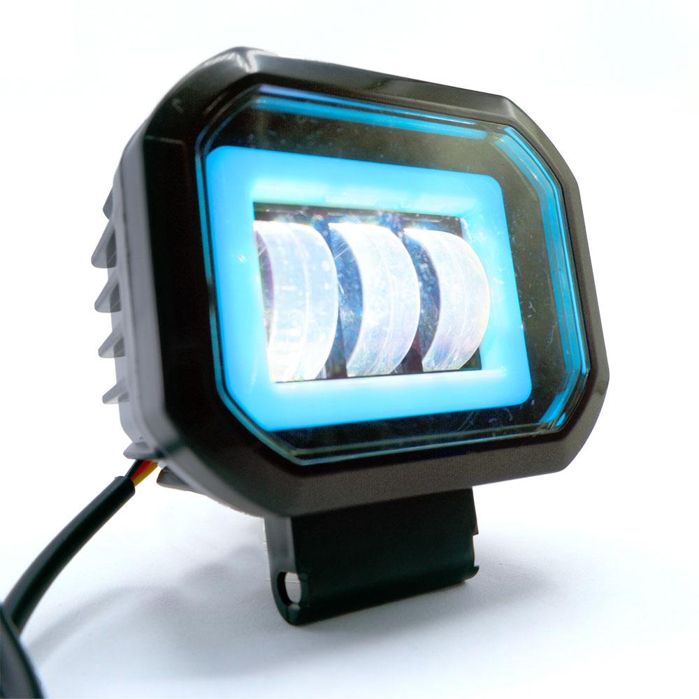 Foto 3 pulgar | Faro Auxiliar Led con Lupa Cuadrado 3 Led Ojo de Ángel con Luz Blanca y Estrobo para Moto