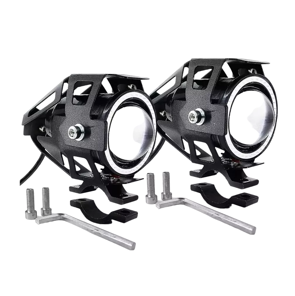 Faros Ojo De Angel Led Luz Auxiliar U7 Lupa Demonio Moto, 2 Pzas