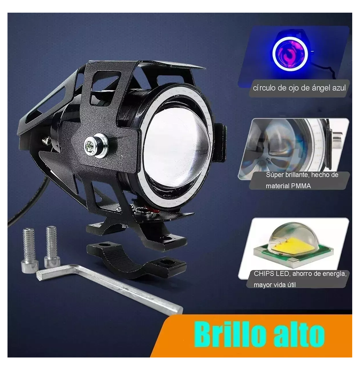 Foto 4 pulgar | Faros Ojo De Angel Led Luz Auxiliar U7 Lupa Demonio Moto, 2 Pzas