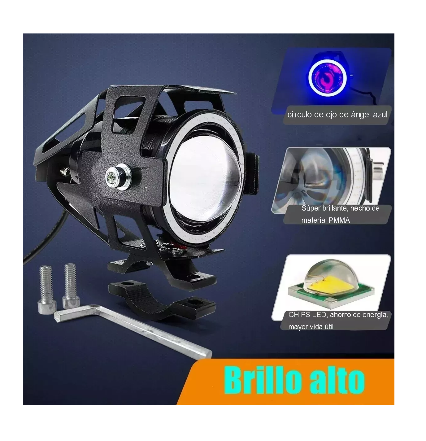 Foto 4 pulgar | Faros Ojo De Angel Led Luz Auxiliar U7 Lupa Demonio Moto, 2 Pzas