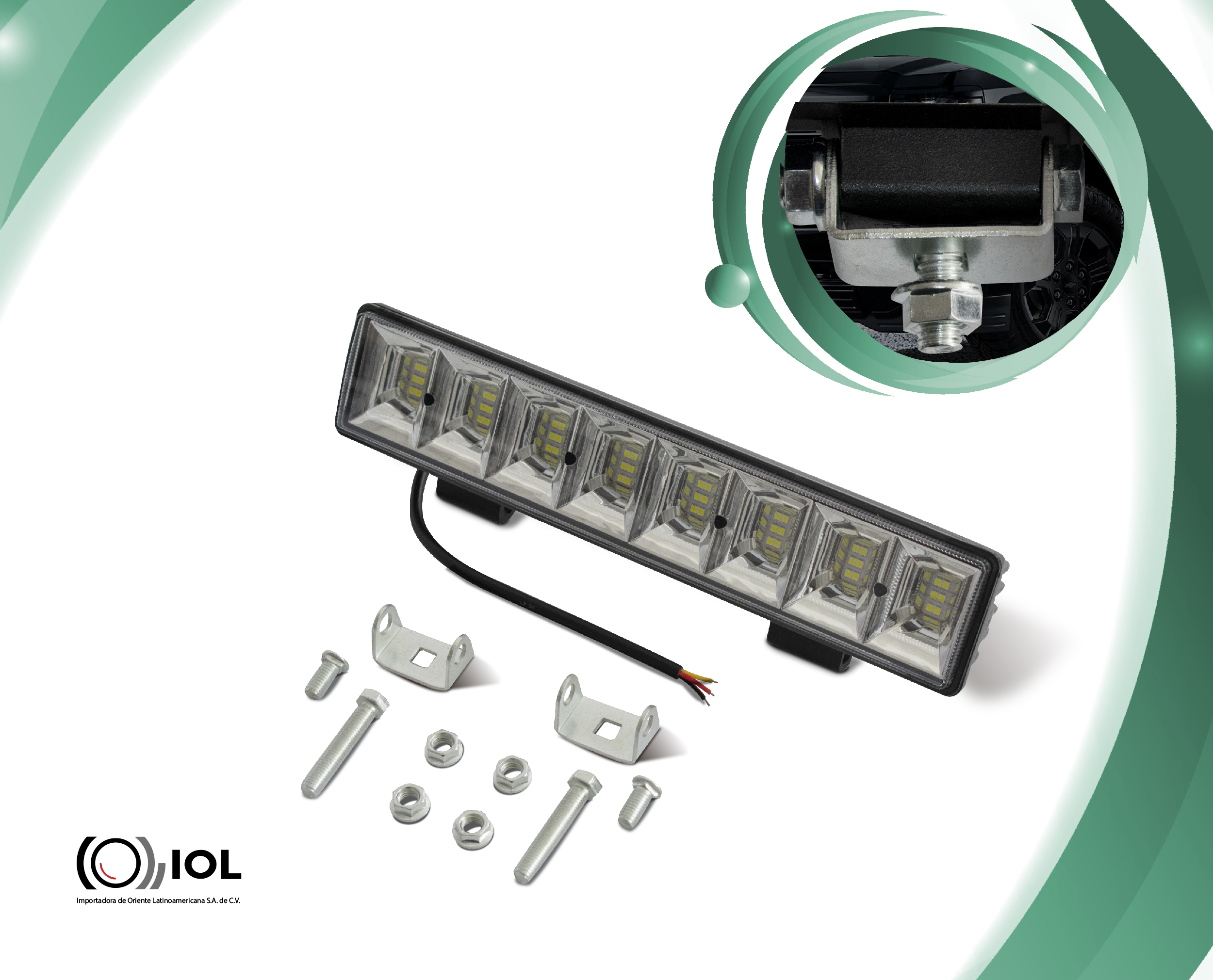 Foto 3 | Barra Led IOL Mini Faro 48 color Blanco 11 Pulgadas con Base para Jeep y Pick-Up