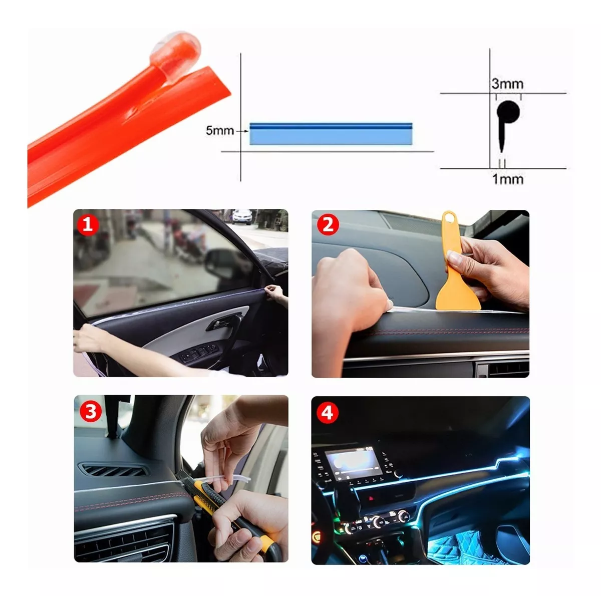 Foto 4 pulgar | Hilo Luminoso Eo Safe Imports Esi-6154 Luz Neón Cable LED Rojo