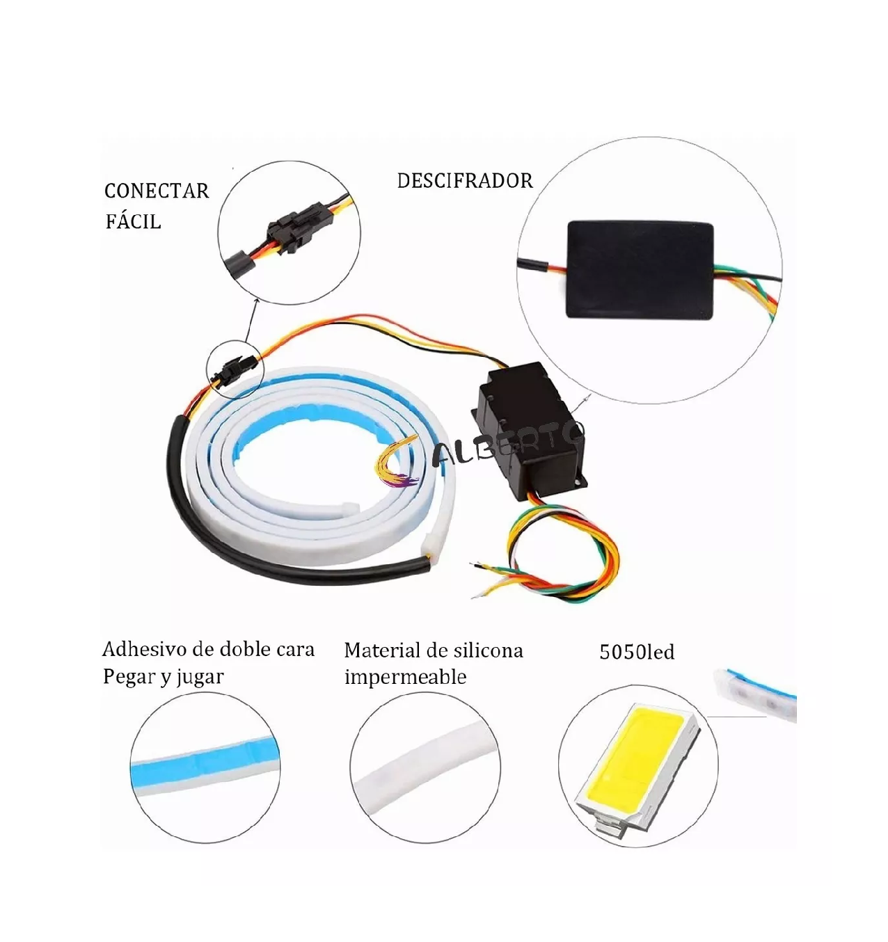 Foto 4 pulgar | Tira Led Cajuela Auto, Stop Drl Secuencial Rgb  Multicolor Tunning