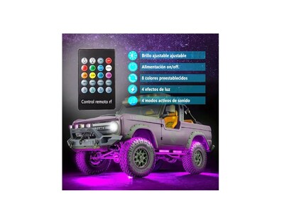 Foto 3 | Juego de 4 Tiras Led para Tubo De Auto Eo Safe Imports Multicolor