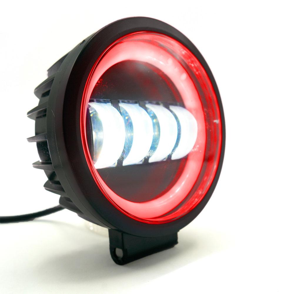 Foto 3 pulgar | Faro Auxiliar Led Con Lupa Redondo Con 4 Led Ojo De Angel Con Luz Blanca Fija Y Estrobo Para Motocic