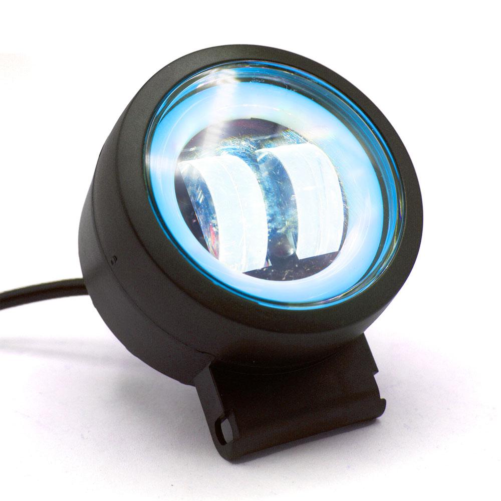 Foto 3 pulgar | Faro Auxiliar Led Con Lupa Redondo Con 2 Led Ojo De Angel Con Luz Blanca Fija Y Estrobo Para Motocic