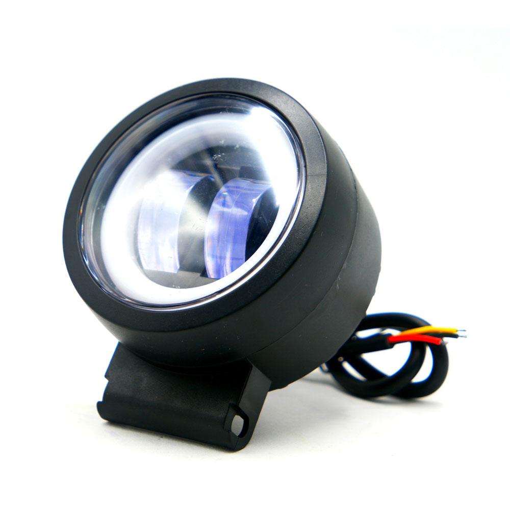 Foto 6 pulgar | Faro Auxiliar Led Con Lupa Redondo Con 2 Led Ojo De Angel Con Luz Blanca Fija Y Estrobo Para Motocic