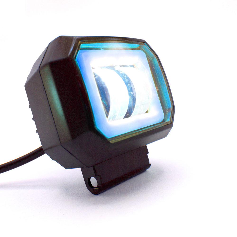 Foto 3 pulgar | Faro Auxiliar Led Con Lupa Cuadrado Con 2 Led Ojo De Angel Con Luz Blanca Fija Y Estrobo Para Motoci