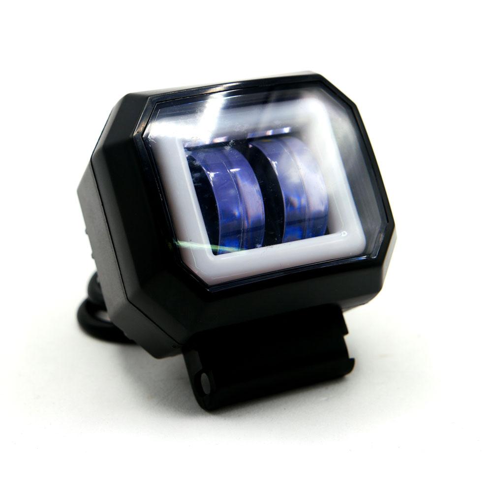 Foto 4 pulgar | Faro Auxiliar Led Con Lupa Cuadrado Con 2 Led Ojo De Angel Con Luz Blanca Fija Y Estrobo Para Motoci