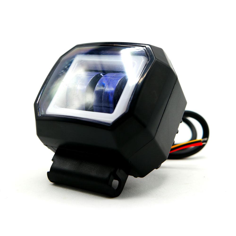 Foto 5 pulgar | Faro Auxiliar Led Con Lupa Cuadrado Con 2 Led Ojo De Angel Con Luz Blanca Fija Y Estrobo Para Motoci
