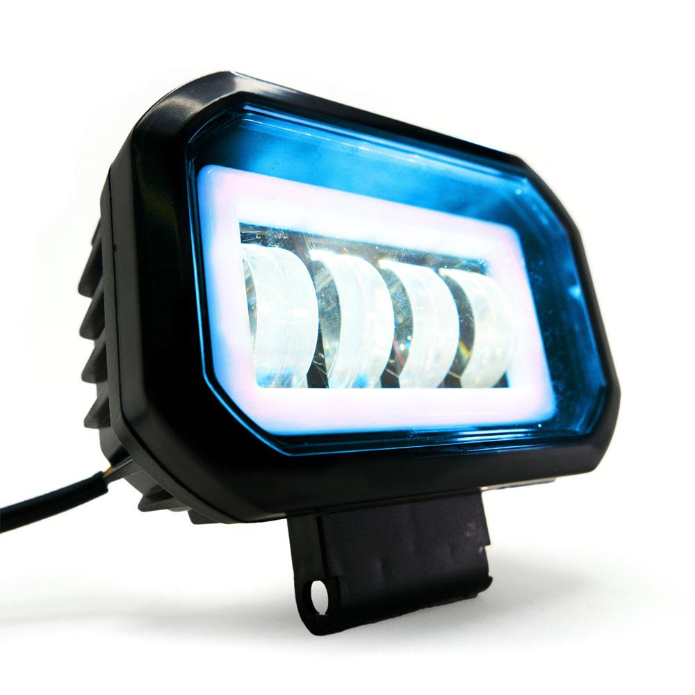 Foto 3 pulgar | Faro Auxiliar Led Con Lupa Cuadrado Con 4 Led Ojo De Angel Con Luz Blanca Fija Y Estrobo Para Motoci