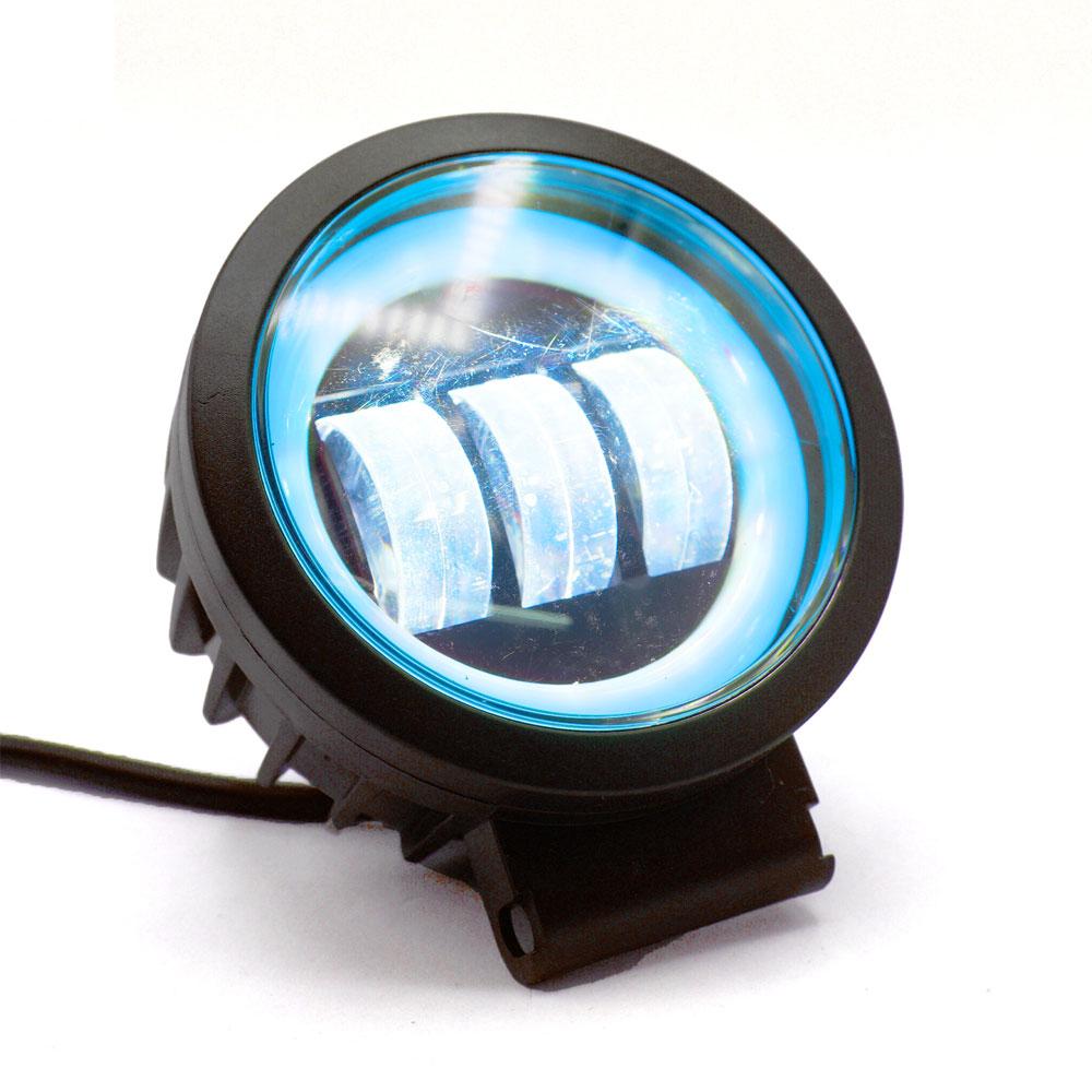 Foto 3 pulgar | Faro Auxiliar Led Con Lupa Redondo Con 3 Led Ojo De Angel Con Luz Blanca Fija Y Estrobo Para Motocic