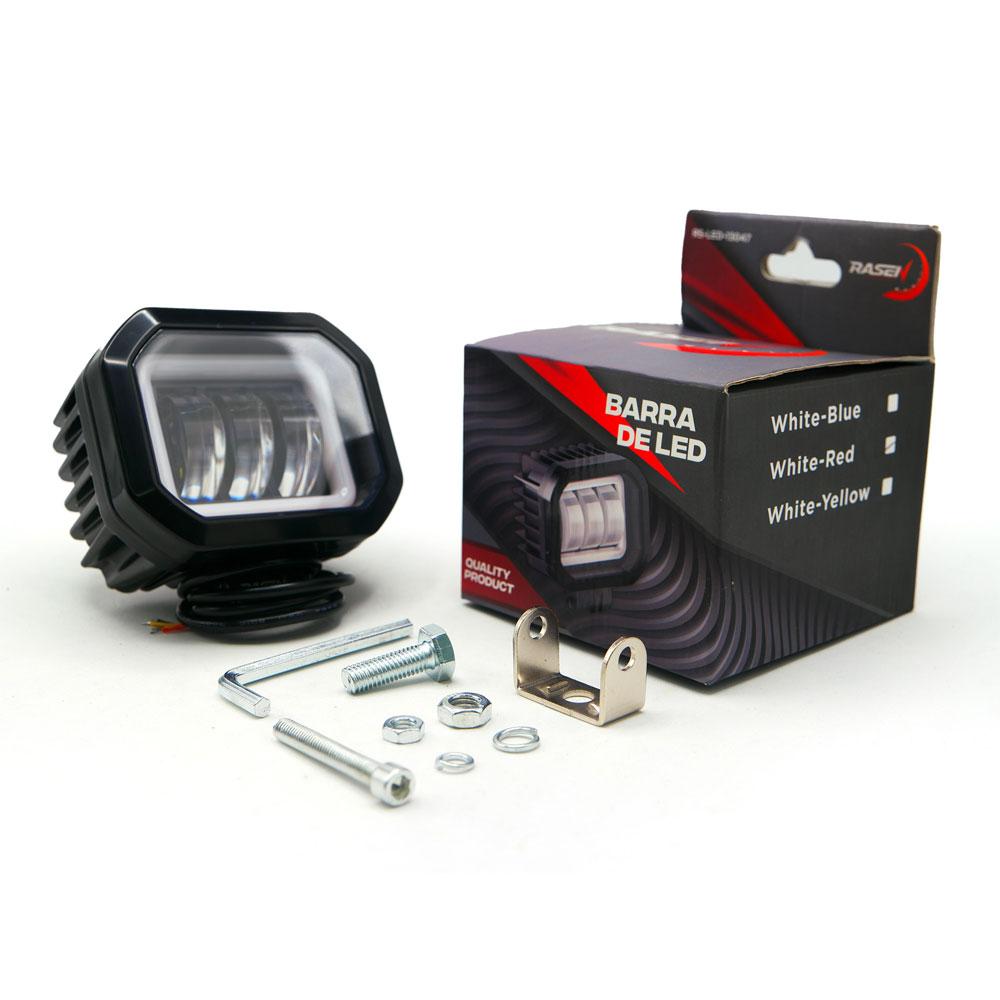 Foto 2 pulgar | Faro Cuadrado Led Con Lupa Luz Fija Y Estrobo Contorno Azul Para Motocicleta