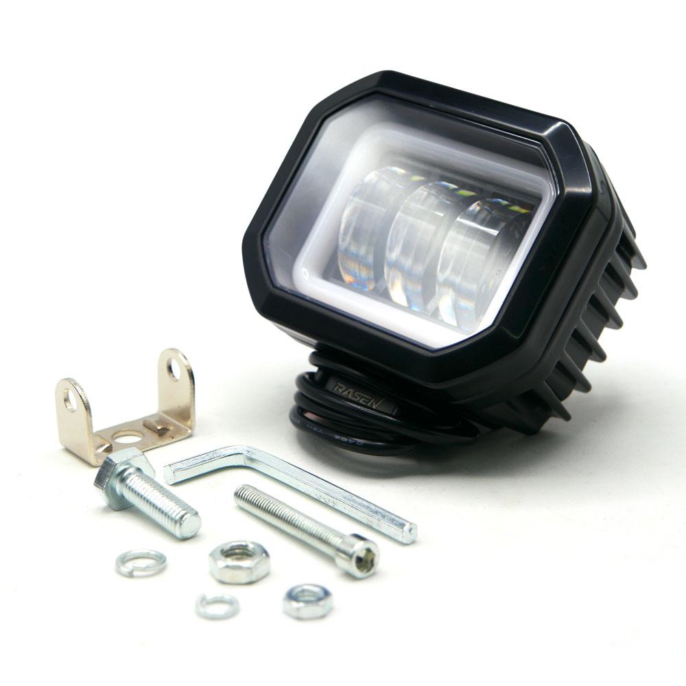 Foto 3 pulgar | Faro Cuadrado Led Con Lupa Luz Fija Y Estrobo Contorno Azul Para Motocicleta