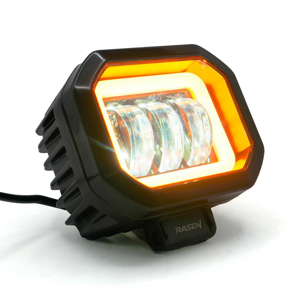 Foto 4 pulgar | Faro Cuadrado Led Con Lupa Luz Fija Y Estrobo Contorno Azul Para Motocicleta