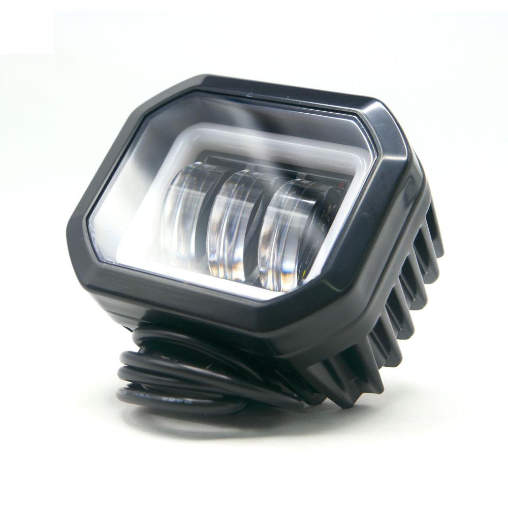 Foto 5 pulgar | Faro Cuadrado Led Con Lupa Luz Fija Y Estrobo Contorno Azul Para Motocicleta