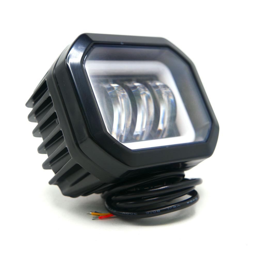 Foto 6 pulgar | Faro Cuadrado Led Con Lupa Luz Fija Y Estrobo Contorno Azul Para Motocicleta