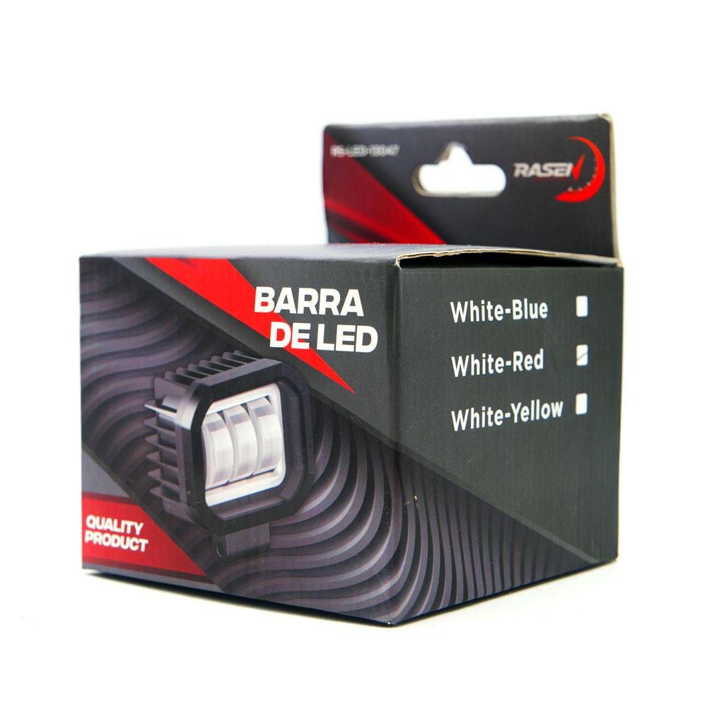 Foto 9 pulgar | Faro Cuadrado Led Con Lupa Luz Fija Y Estrobo Contorno Azul Para Motocicleta