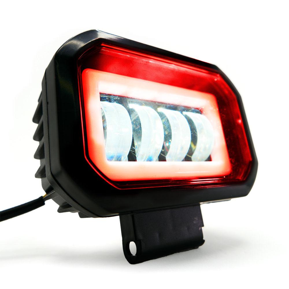 Foto 3 pulgar | Faro Auxiliar Led Con Lupa Cuadrado Con 4 Led Ojo De Angel Con Luz Blanca Fija Y Estrobo Para Motoci