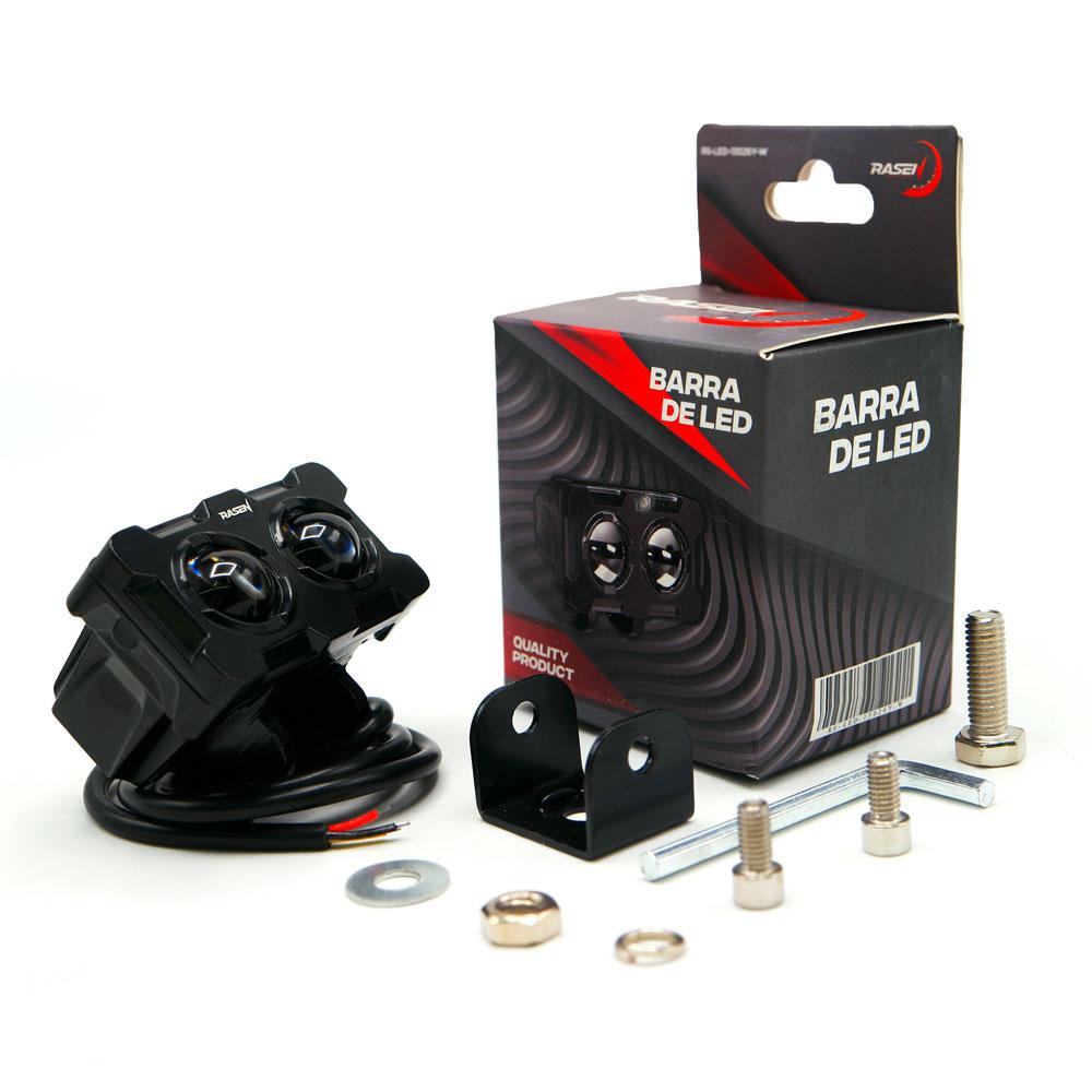 Faro Led Rectangular 2 Ojos Bi-color Para Motocicleta