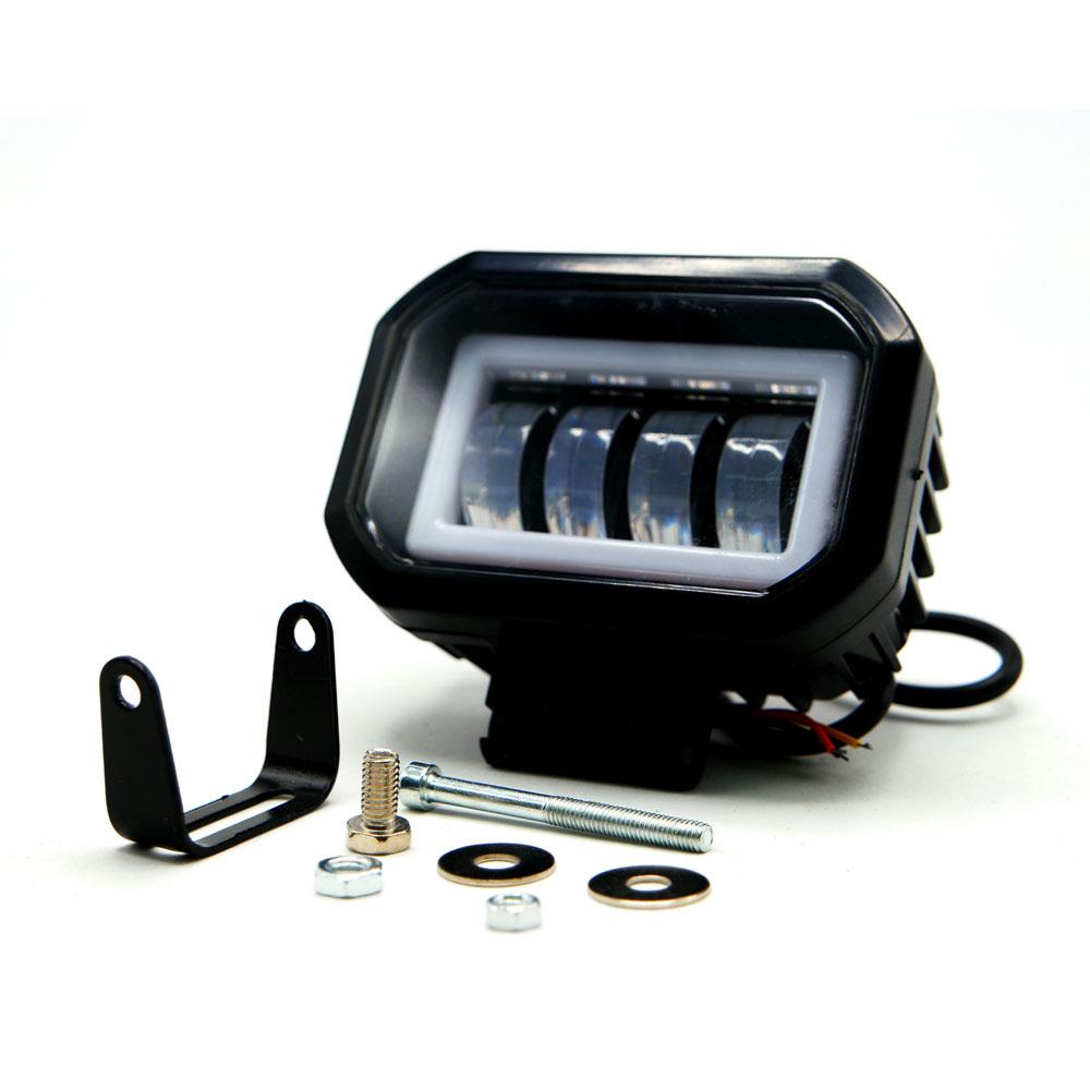 Foto 2 pulgar | Faro Auxiliar Led Con Lupa Cuadrado Con 4 Led Ojo De Angel Con Luz Blanca Fija Y Estrobo Para Motoci