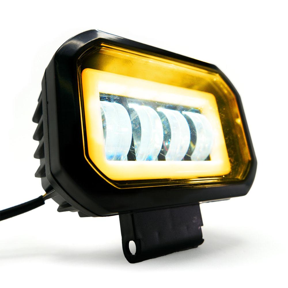 Foto 3 pulgar | Faro Auxiliar Led Con Lupa Cuadrado Con 4 Led Ojo De Angel Con Luz Blanca Fija Y Estrobo Para Motoci
