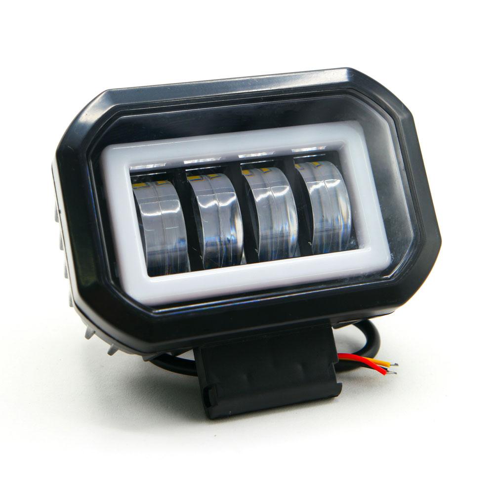 Foto 4 pulgar | Faro Auxiliar Led Con Lupa Cuadrado Con 4 Led Ojo De Angel Con Luz Blanca Fija Y Estrobo Para Motoci