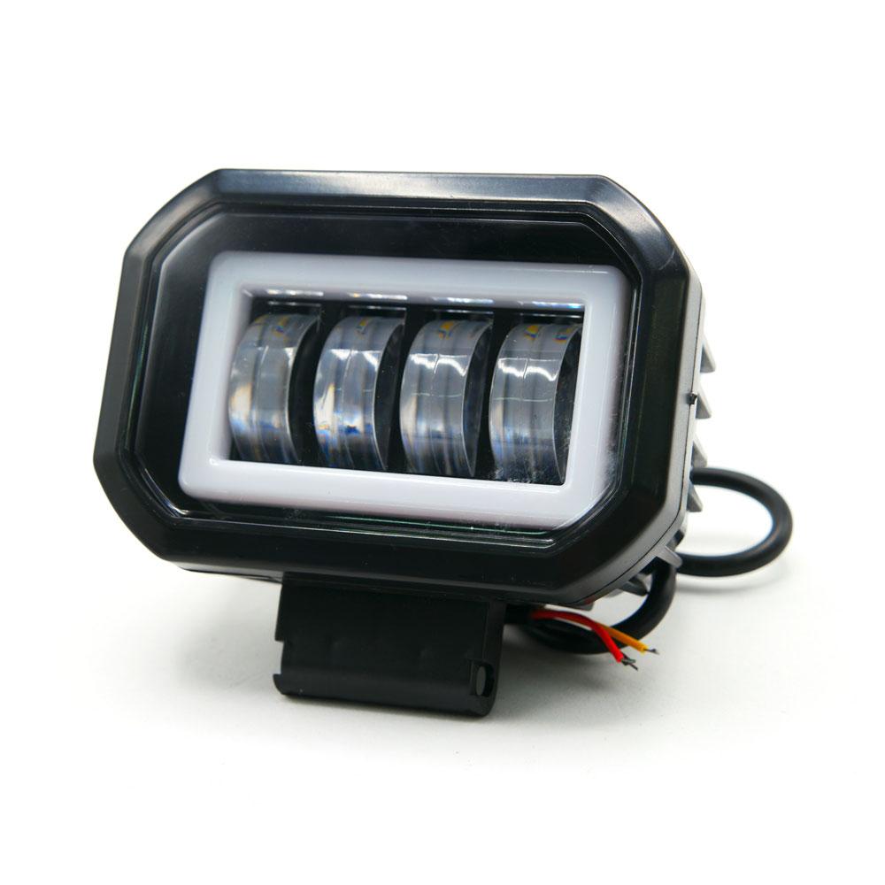 Foto 5 pulgar | Faro Auxiliar Led Con Lupa Cuadrado Con 4 Led Ojo De Angel Con Luz Blanca Fija Y Estrobo Para Motoci