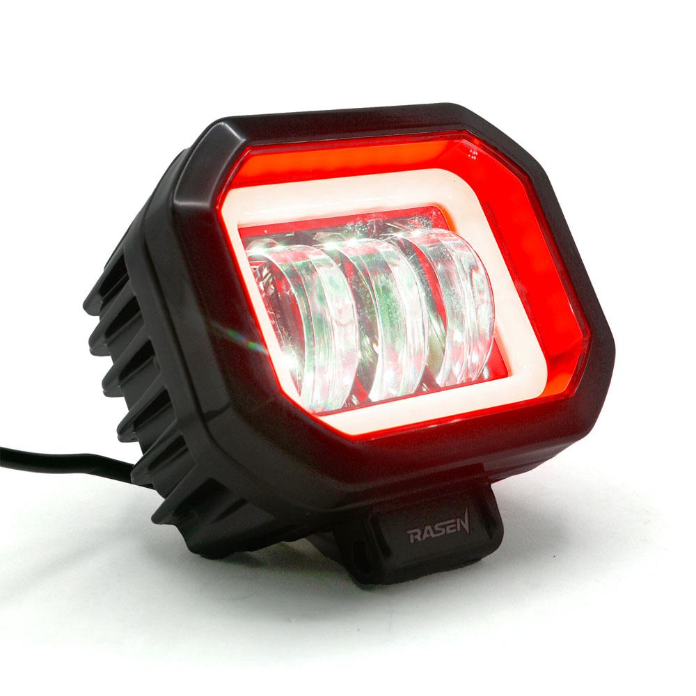 Foto 4 pulgar | Faro Cuadrado Led Con Lupa Luz Fija Y Estrobo Contorno Azul Para Motocicleta