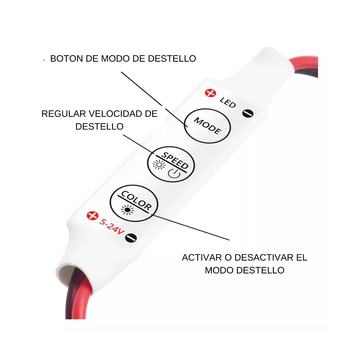 Foto 4 pulgar | Tiras Led 3 Botones Dimmer Estrobo 12v Ojo de Águila Eo Safe Imports ESI-11317 Multicolor 12 Piezas
