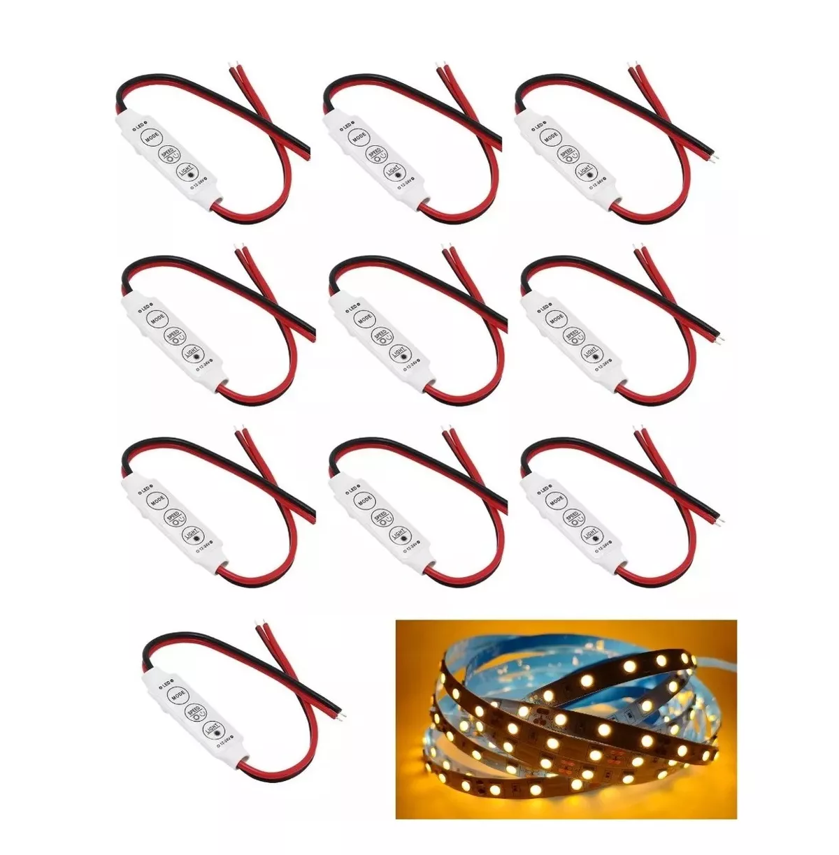 Foto 5 pulgar | Tiras Led 3 Botones Dimmer Estrobo 12v Ojo de Águila Eo Safe Imports ESI-11317 Multicolor 12 Piezas