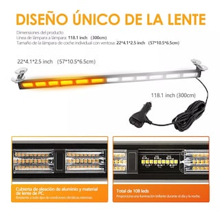 Foto 4 | Barra Torreta Estrobo Luz Luces Código Policia 108led 23pulg Blanco