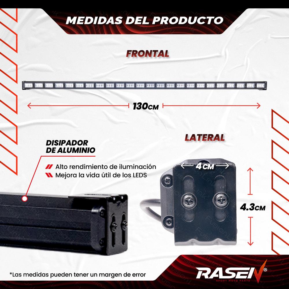 Foto 4 pulgar | Barra Led Para Auto Rasen Multifuncional Luz Blanca Y Amarilla 72 Led, 12-24v.