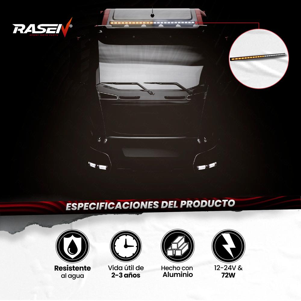 Foto 5 pulgar | Barra Led Para Auto Rasen Multifuncional Luz Blanca Y Amarilla 72 Led, 12-24v.
