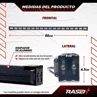 Foto 3 | Barra Led Rasen Multifuncional Luz Blanca Y Amarilla 18 Celdas, 54 Led 12-24v.