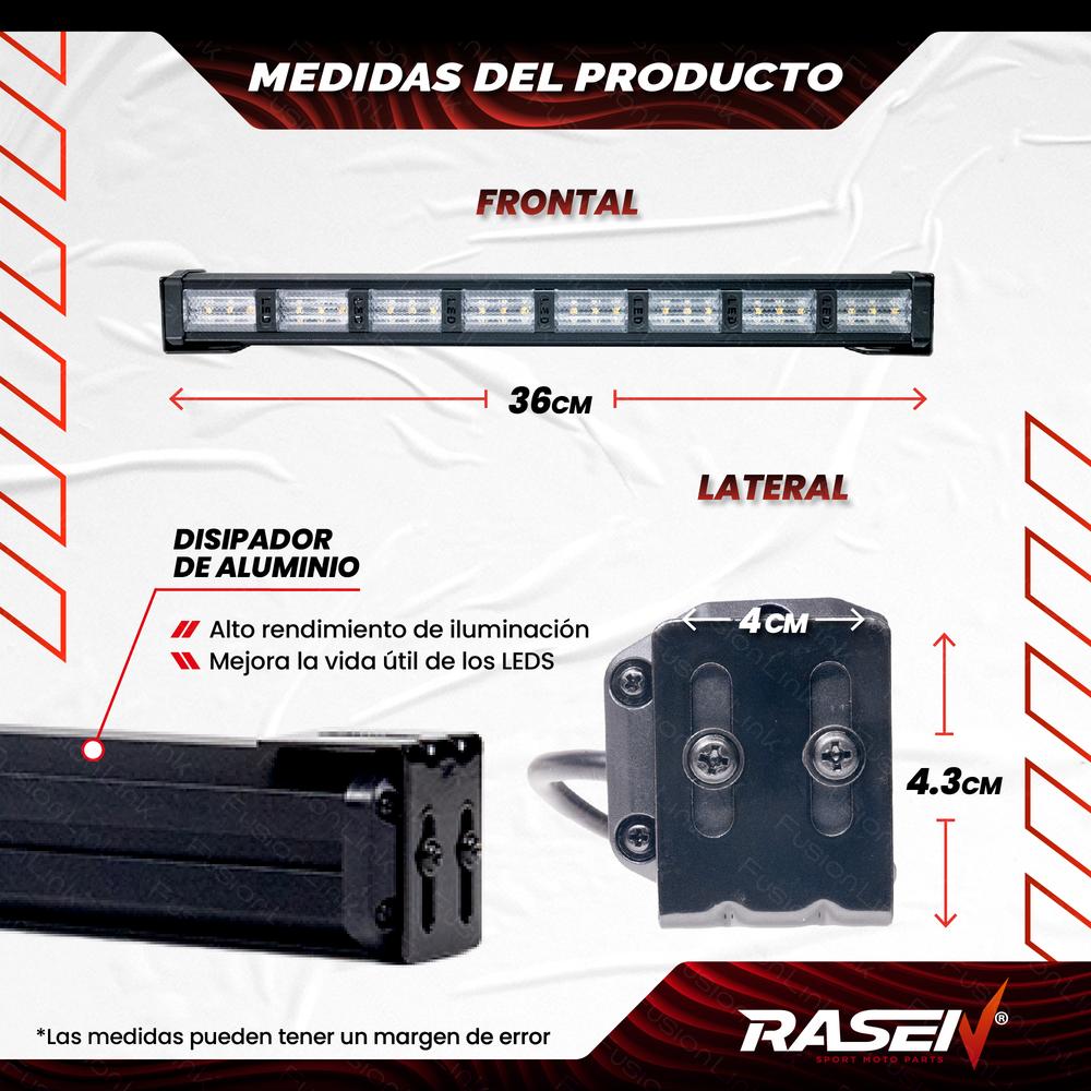 Foto 4 pulgar | Barra Led para Auto Rasen Multifuncional Luz Blanca y Amarilla 24 Led 24w con Ángulo 360° 200 m