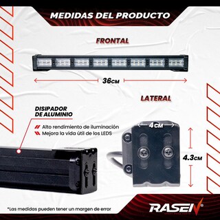 Foto 3 | Barra Led para Auto Rasen Multifuncional Luz Blanca y Amarilla 24 Led 24w con Ángulo 360° 200 m