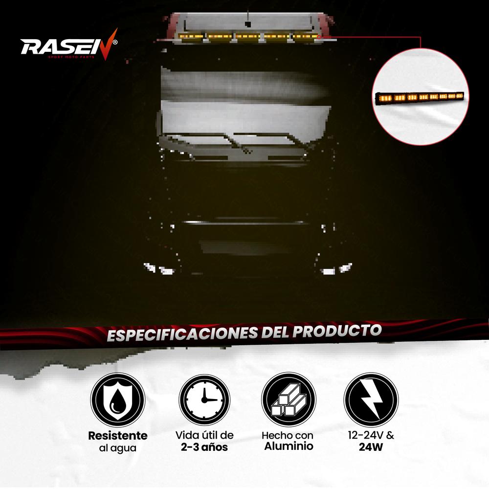 Foto 5 pulgar | Barra Led para Auto Rasen Multifuncional Luz Blanca y Amarilla 24 Led 24w con Ángulo 360° 200 m
