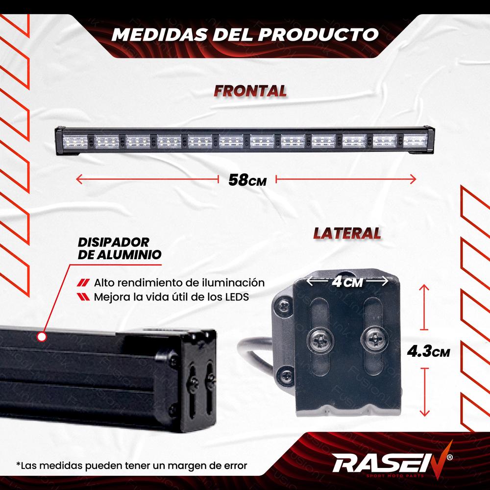 Foto 4 pulgar | Barra Led Para Auto Rasen Multifuncional Luz Blanca Y Amarilla 12 Celdas 36 Led Ángulo De 360° 200m