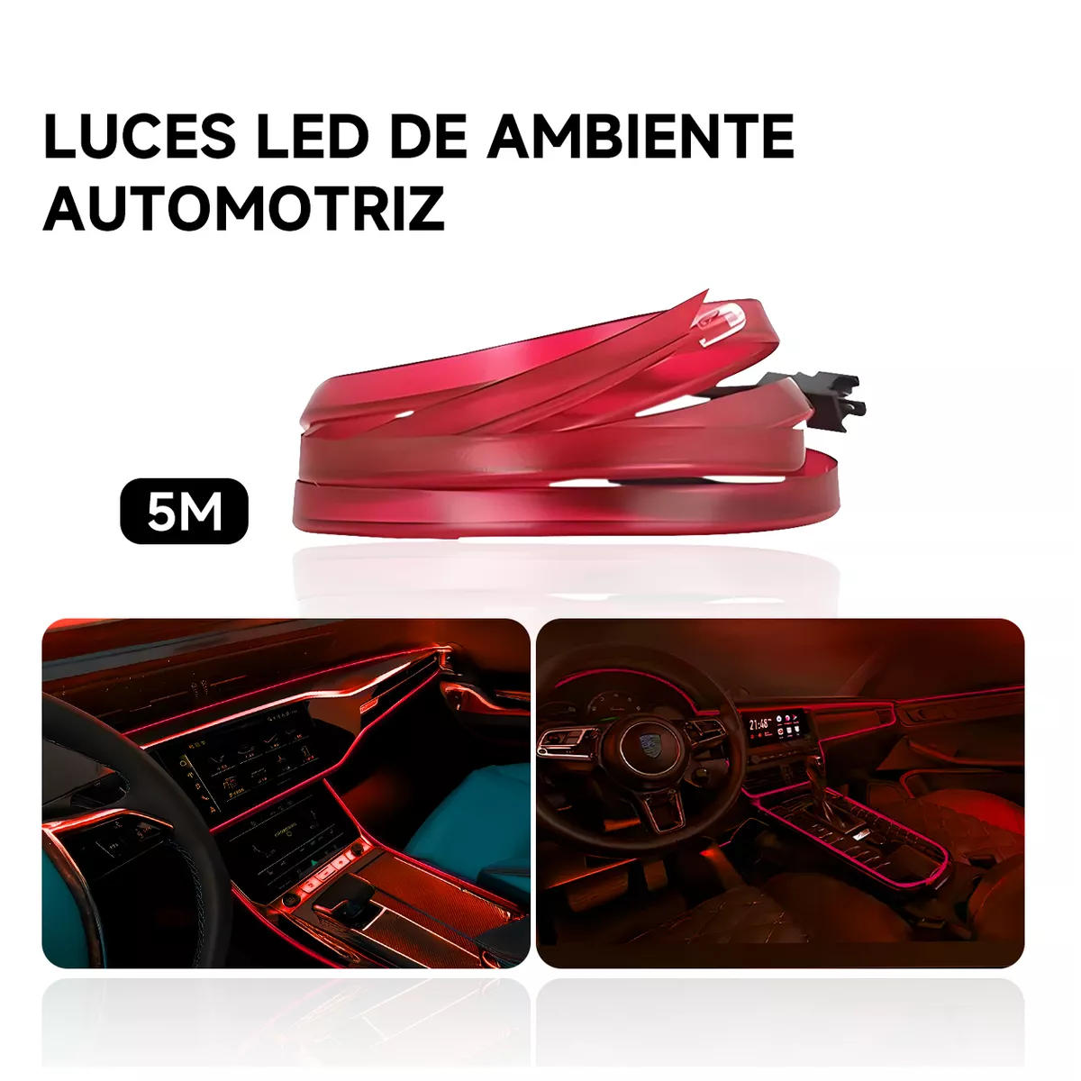 Foto 3 | Tira Neon Led Flexible Luz Auto Interior Decorativa Eo Safe Imports Esi-17972 Rojo