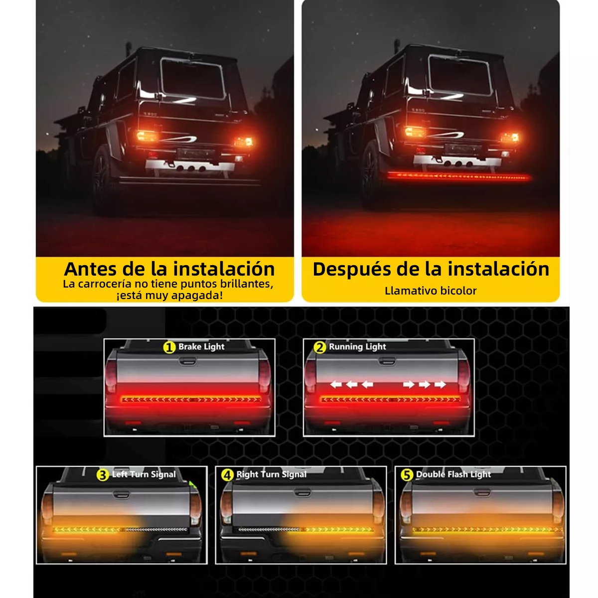 Foto 3 pulgar | Tira Trasera 1.5m Luces Direccionales Secuencial Auto Camion Eo Safe Imports Esi-17974 Multicolor