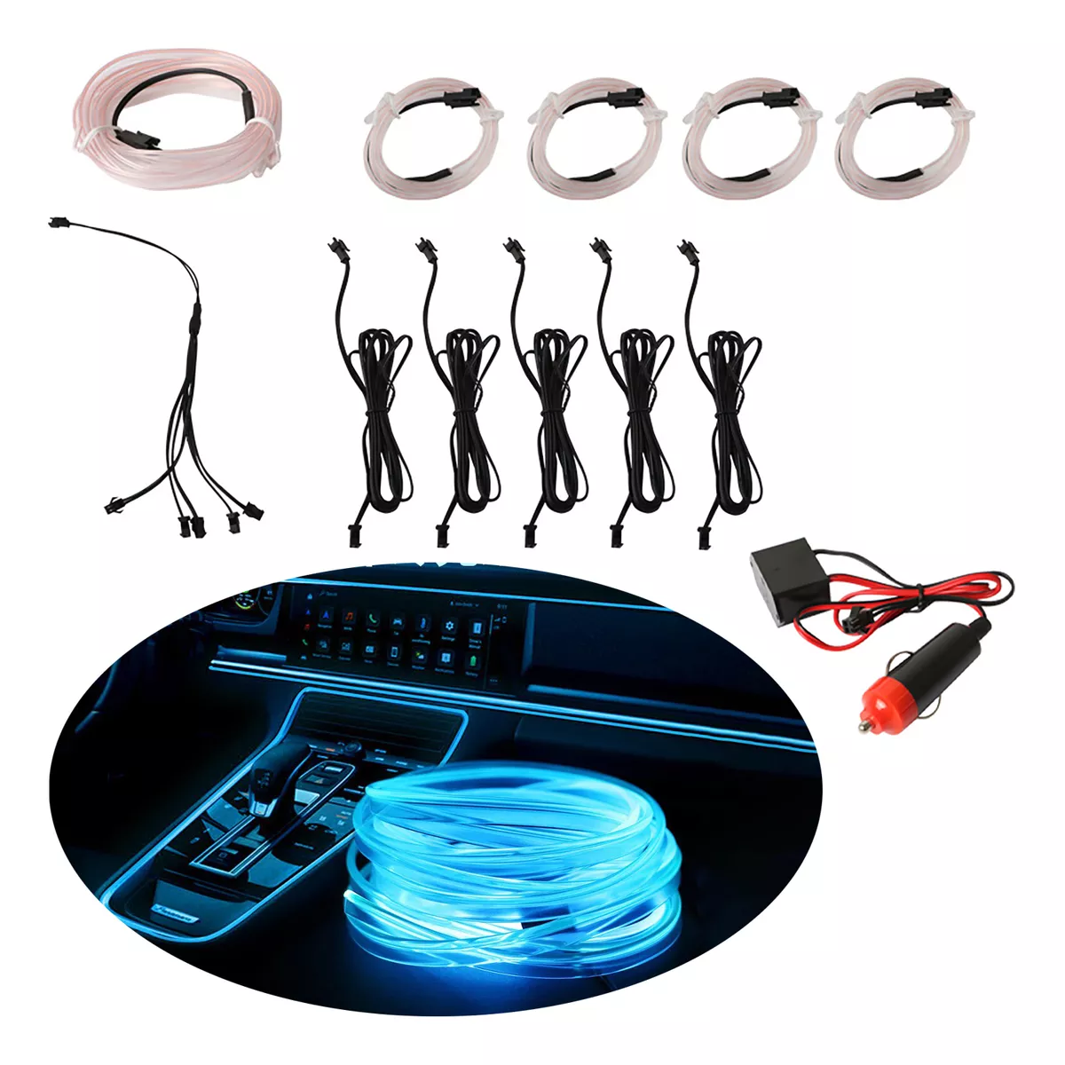 Foto 4 pulgar | Tiras De Luz Fría Para Interiores De Automóviles  Eo Safe Imports Esi-17977 Blanco