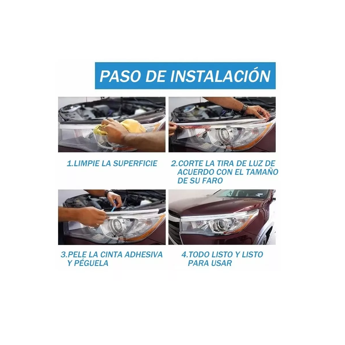 Foto 4 pulgar | Par Tira Luz Direccional Secuencial Fluyendo Rgb Auto 60cm Eo Safe Imports Esi-17975 Azul