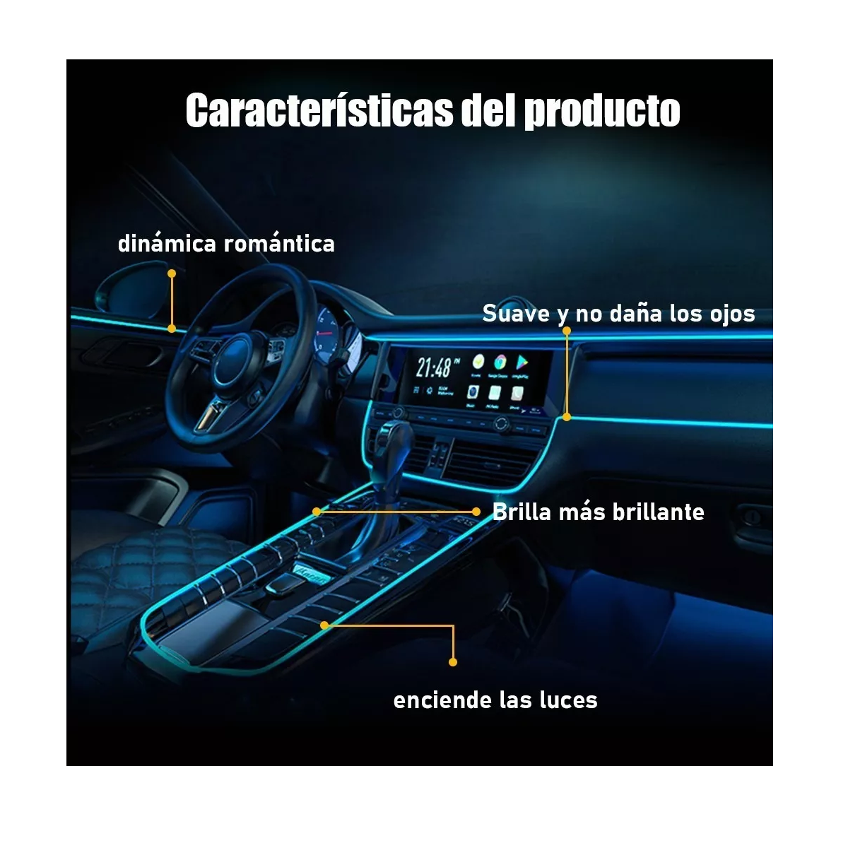 Foto 3 pulgar | Tira Neon Led Flexible Luz Auto Interior Decorativa Eo Safe Imports Esi-17973 Azul