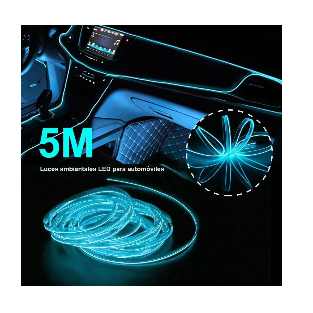 Foto 4 pulgar | Tira Neon Led Flexible Luz Auto Interior Decorativa Eo Safe Imports Esi-17973 Azul
