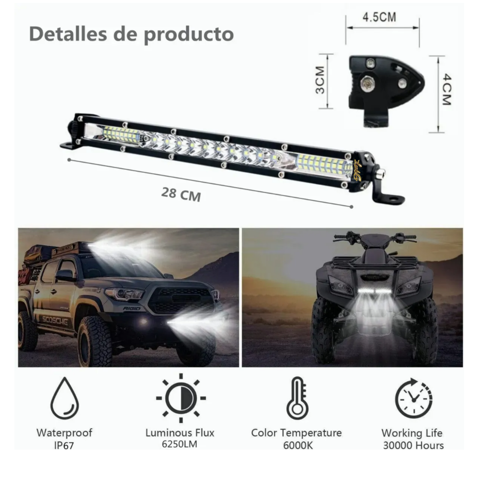 Foto 3 pulgar | Nueva Barra Slim Led 11 Pulgadas 26 Leds 78w Lab.g, Negro