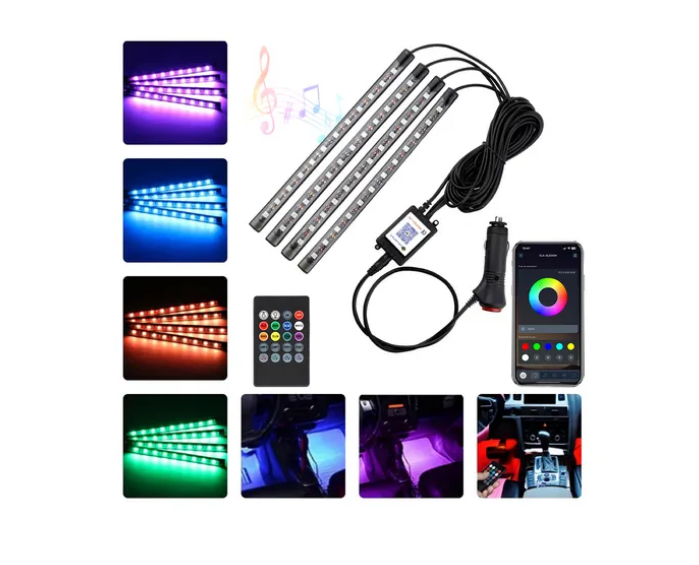 Foto 2 pulgar | Tiras Xtellar 48 Led Rgb Interior App Control Remoto Luz Para Auto