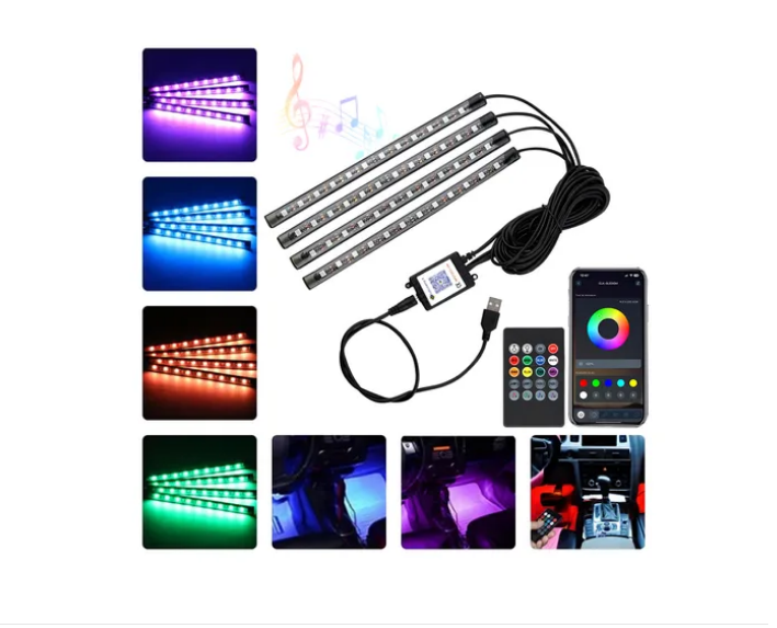 Foto 2 pulgar | Tiras Xtellar 48 Led Rgb Interior App Control Remoto Luz Para Auto